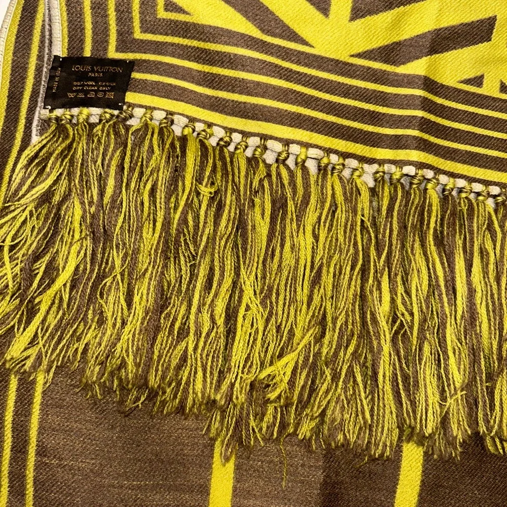 Louis Vuitton Brown & Green Chevron‎ Wool Scarf